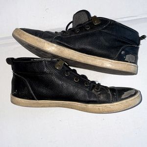 Mens 9.5 inch fake leather worn out raggedy old shoes